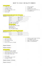 English Worksheet: Hot n Cold Song