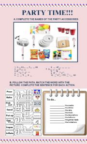 English Worksheet: PARTY TIME!