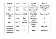 English worksheet: PRESENT PERFECT SENTENCE FORMATION