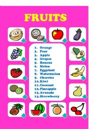 English Worksheet: Fruits!