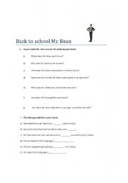 English Worksheet: Back to School Mr. Bean