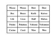English Worksheet: Irregular Plural Nouns memory game