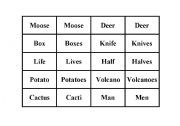 English worksheet: Irregular Plural Nouns memory game