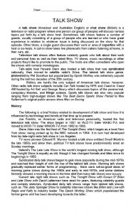English Worksheet: History of Talk Show
