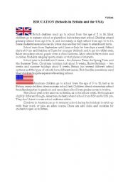 English Worksheet: Education in Britain and in America