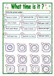 English Worksheet: WHAT TIME IS IT ?