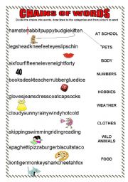 English Worksheet: CHAINS OF WORDS