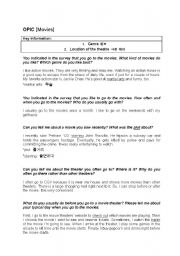 English Worksheet: OPIc [Movies]