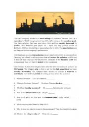 English Worksheet: Business Ethics Story of DGC chemical company