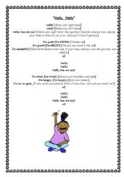 English Worksheet: HELLO SONG