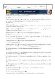 English Worksheet: Food Quiz (with solutions)