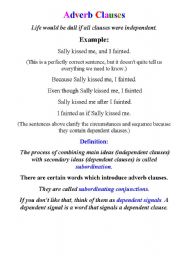 English Worksheet: Adverbial Clauses