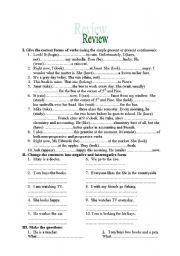 English Worksheet: Review the present and present continuous