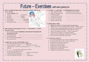 English Worksheet: Exercises on future will and going to 2