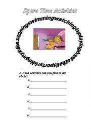 English worksheet: Spare Time Activities