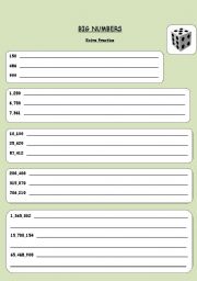 English Worksheet: Big numbers