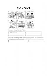 English Worksheet: CAN CANT
