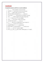 English worksheet: Conditionals