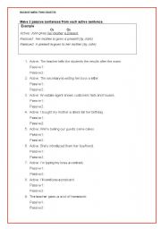 English Worksheet: Passive with the objects