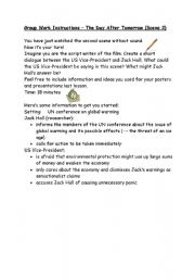 English Worksheet: The Day After Tomorrow - Scene 2 - Group Work