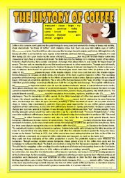 English Worksheet: History Series: THE HISTORY OF COFFEE (!!! with KEY !!!) (PAST TENSE READING)