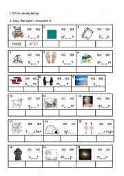 English Worksheet: sounds: oo-oa-ee-ea