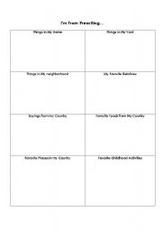English Worksheet: Im From... Prewriting