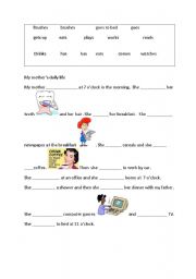 English worksheet: present simple with pronouns