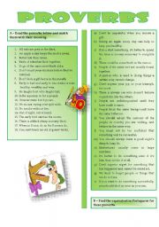 English Worksheet: Working with proverbs