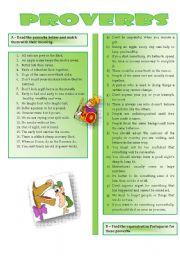 English Worksheet: Working with proverbs