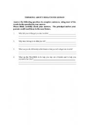 English Worksheet: behavior Plan