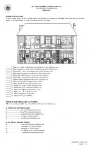 English Worksheet: PARTS OF THE HOUSE/ THERE IS/ARE// SENTENCE CONSTRUCTION