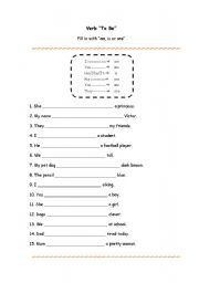 English Worksheet: Verb To Be