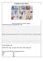 English Worksheet: simple past and regular verbs -a detectives story