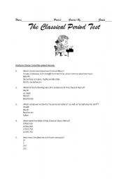 English worksheet: Classical Period Test