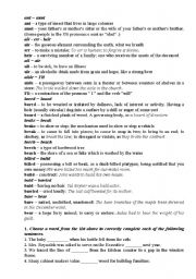 English Worksheet: holonyms from a to h