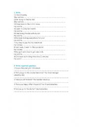 English Worksheet: reported speech