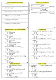 English Worksheet: Review words, verbs, Who-questions