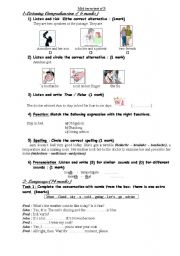 English Worksheet: mid term test n3