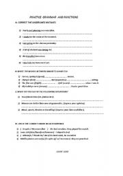 English Worksheet: PRACTICE GRAMMAR AND FUNCTIONS
