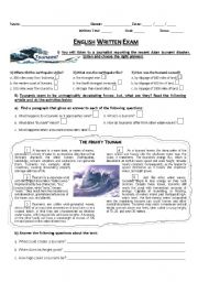 English Worksheet: Exam or Test (Tsunami)