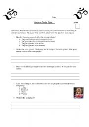 English Worksheet: Ancient India Quiz