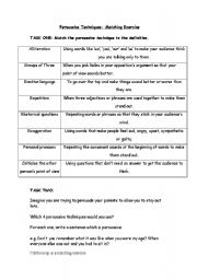 English Worksheet: persuasive writing