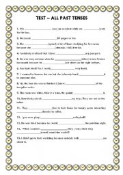 English Worksheet: All Past Tense