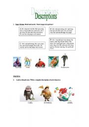 English Worksheet: Physical descriptions- famous characters