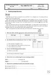 English Worksheet: End-term test n3 tunisian 7th formers 