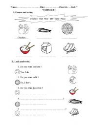 English worksheet: food and drink