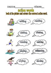 English worksheet: action words