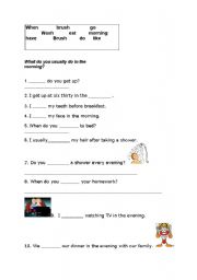 English worksheet: present simple quiz