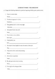 English Worksheet: WH_ Question Exercise (3parts)